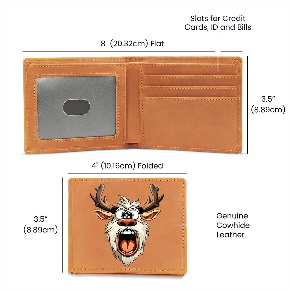 Funny Reindeer Face 17 - Leather Wallet
