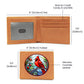 Christmas Red Cardinal Stained Glass Design 004 - Leather Wallet