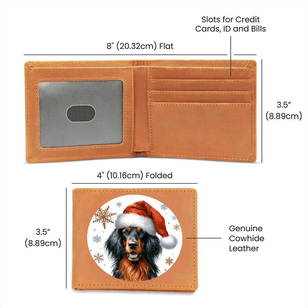 Christmas Dog - Gordon Setter - Leather Wallet