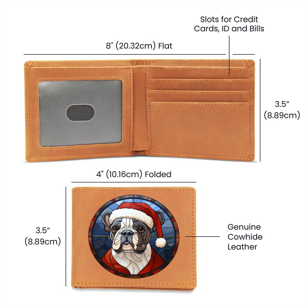 Dog Stained Glass Christmas Design 030 - Leather Wallet