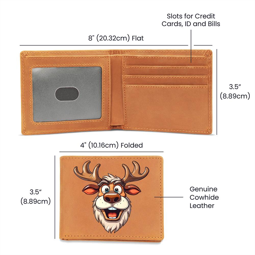 Funny Reindeer Face 08 - Leather Wallet