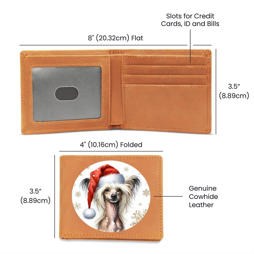 Christmas Dog - Chinese Crested - Leather Wallet