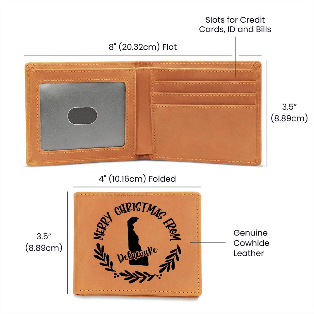 Merry Christmas From Delaware - Leather Wallet
