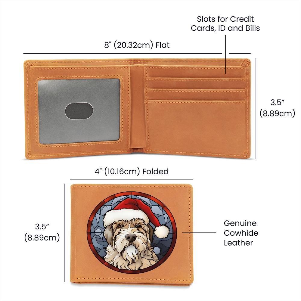 Dog Stained Glass Christmas Design 014 - Leather Wallet