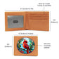 Christmas Red Cardinal Stained Glass Design 026 - Leather Wallet
