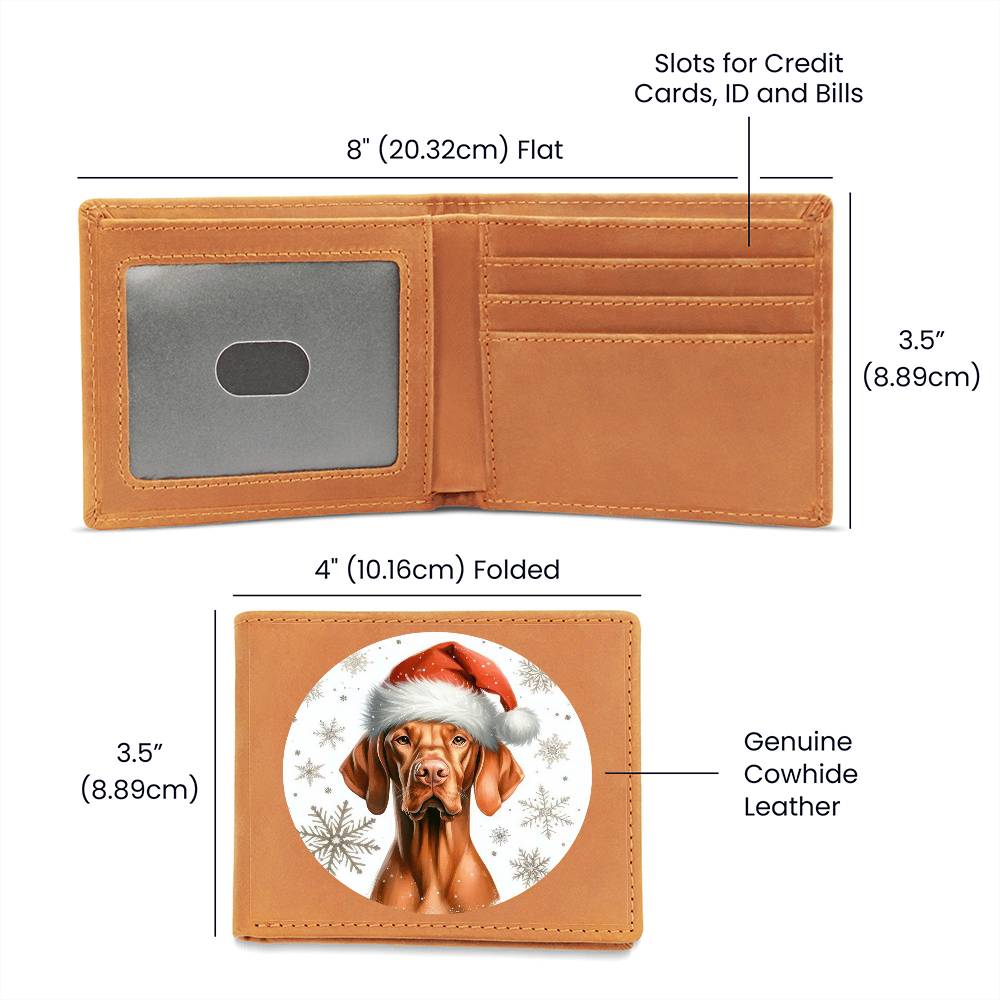 Christmas Dog - Vizsla - Leather Wallet