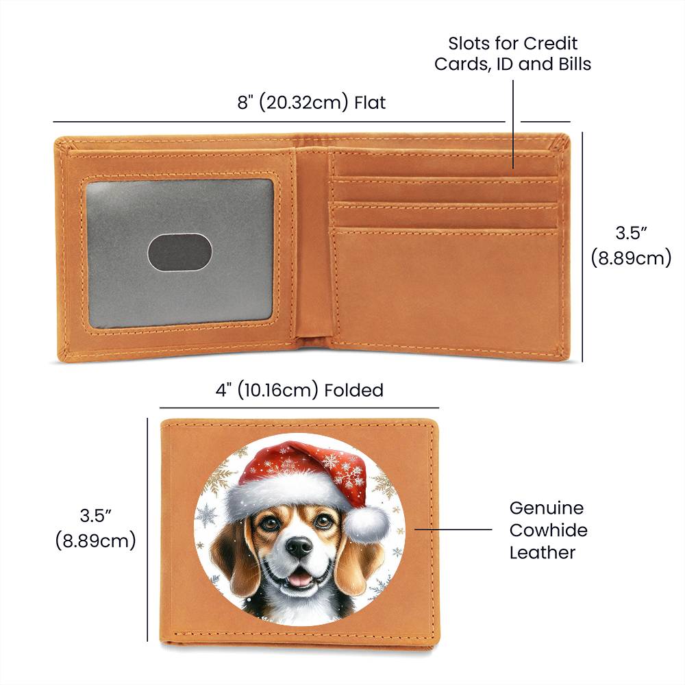 Christmas Dog - Beagle - Leather Wallet