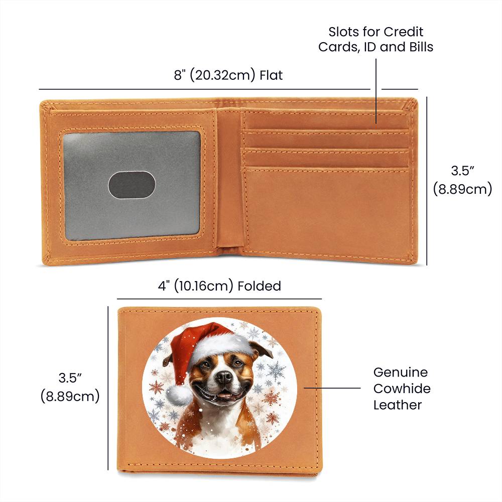 Christmas Dog - American Staffordshire Terrier - Leather Wallet