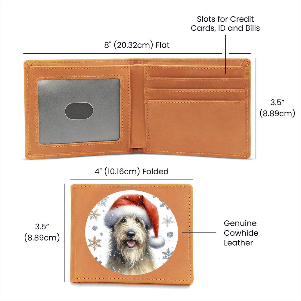 Christmas Dog - Irish Wolfhound - Leather Wallet