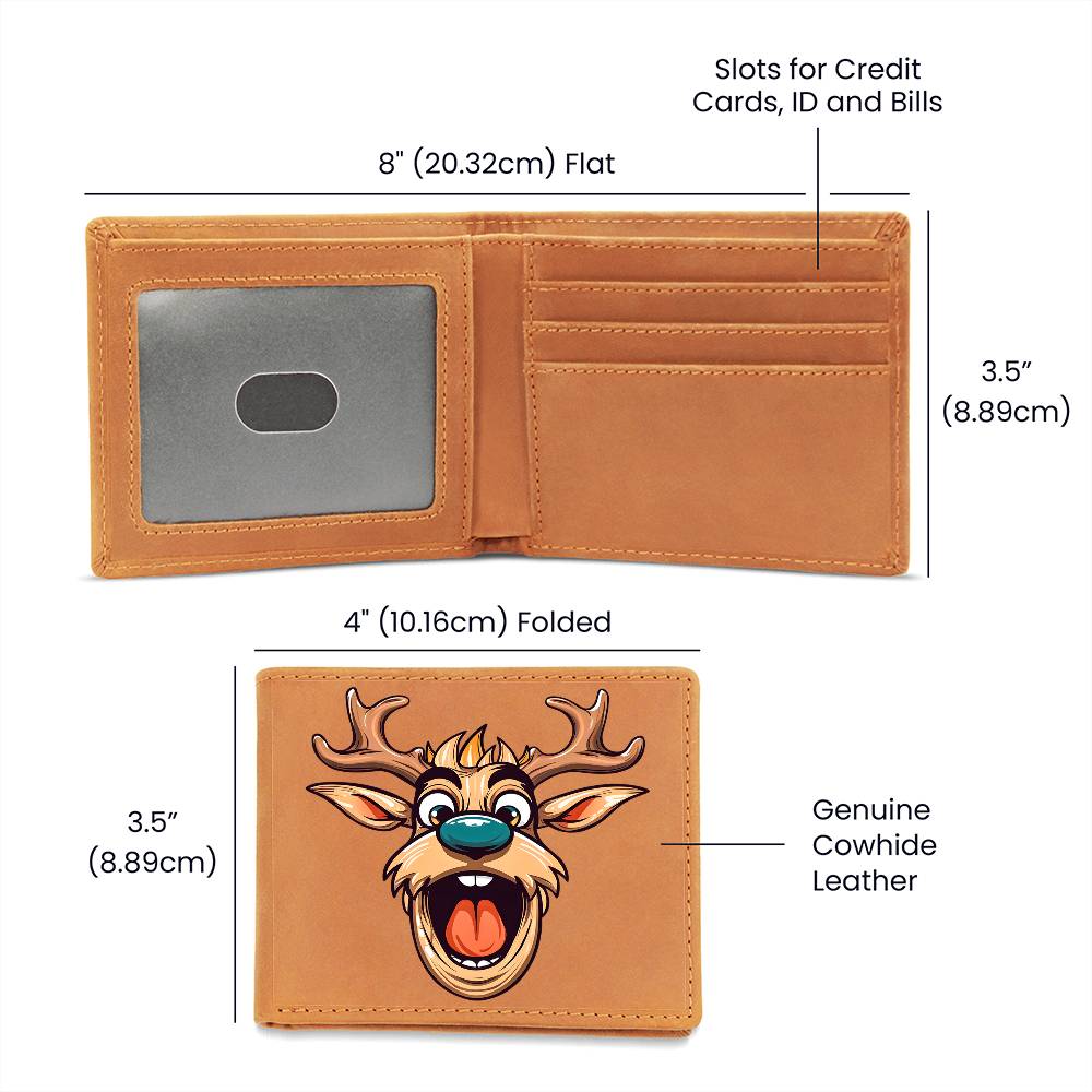 Funny Reindeer Face 18 - Leather Wallet