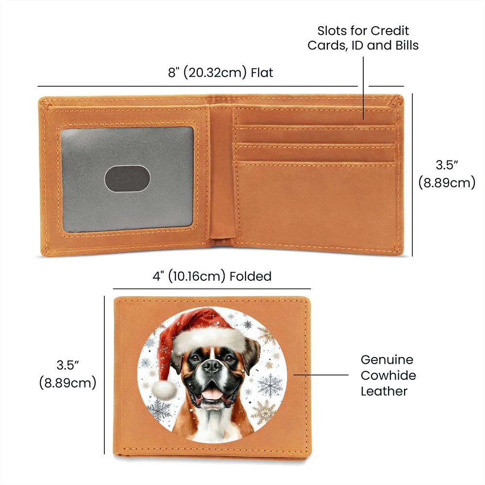 Christmas Dog - Boxer - Leather Wallet