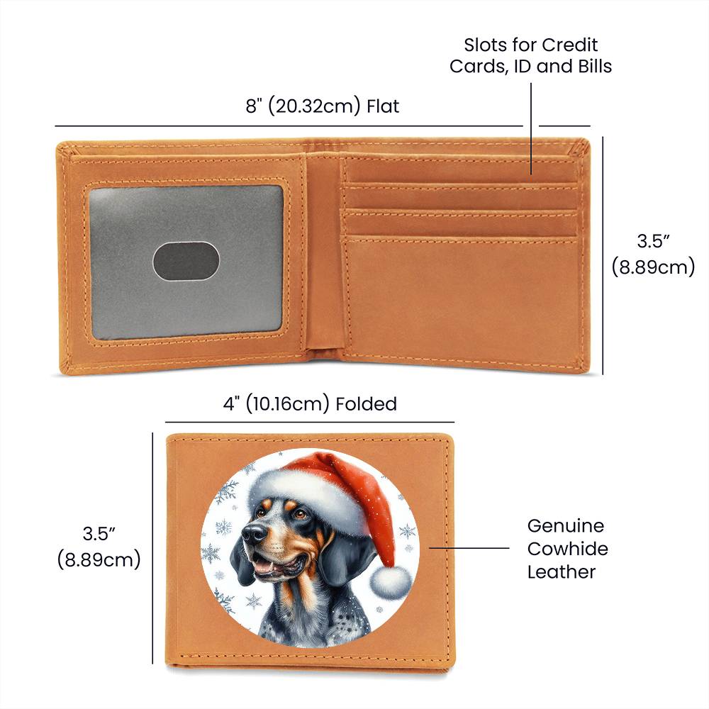 Christmas Dog - Bluetick Coonhound - Leather Wallet