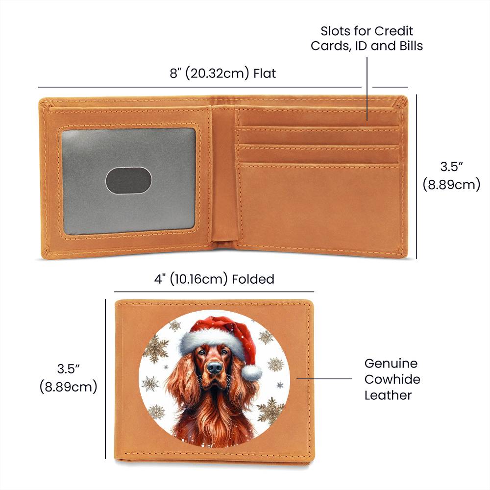 Christmas Dog - Irish Setter - Leather Wallet