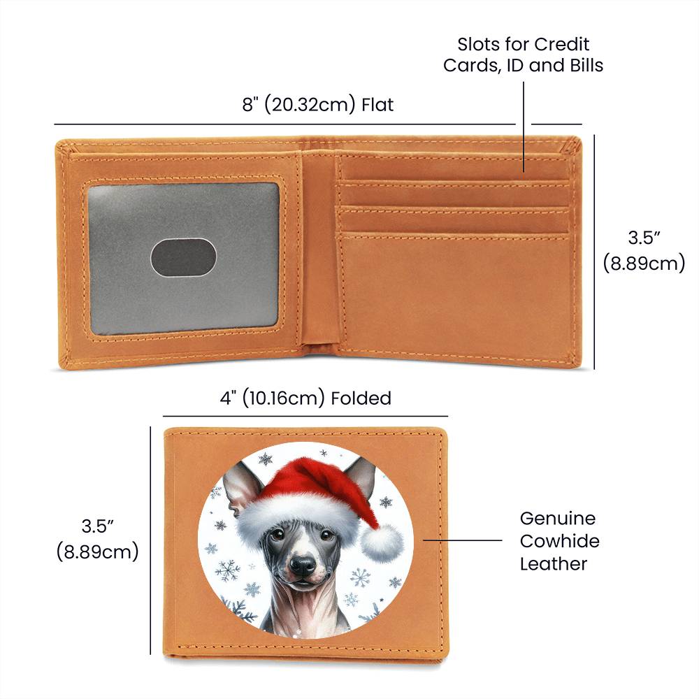 Christmas Dog - American Hairless Terrier - Leather Wallet