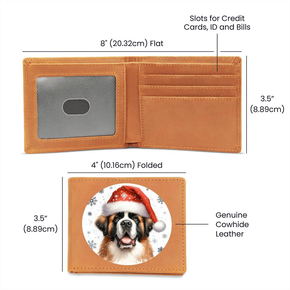 Christmas Dog - St. Bernard - Leather Wallet
