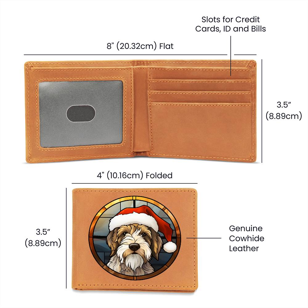 Dog Stained Glass Christmas Design 019 - Leather Wallet