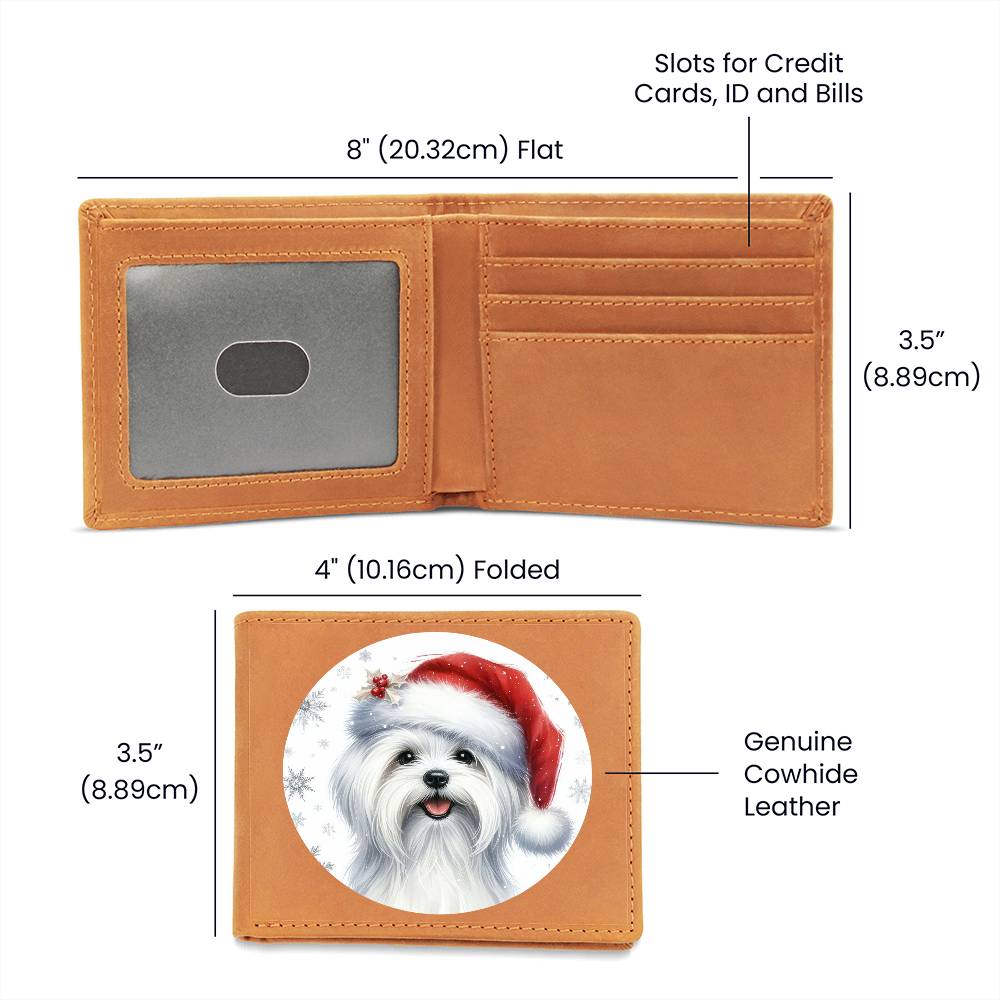 Christmas Dog - Maltese - Leather Wallet