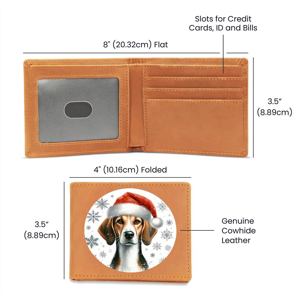 Christmas Dog - American Foxhound  - Leather Wallet