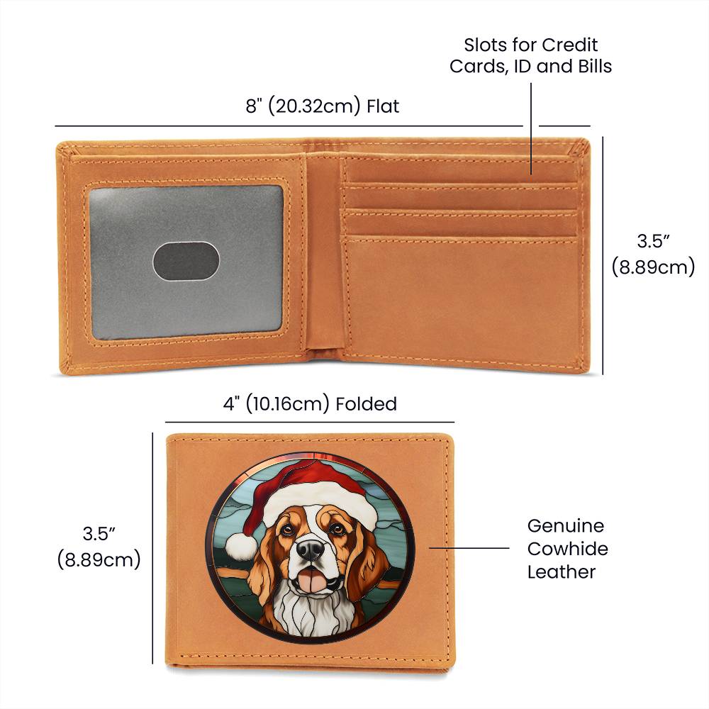 Dog Stained Glass Christmas Design 035 - Leather Wallet