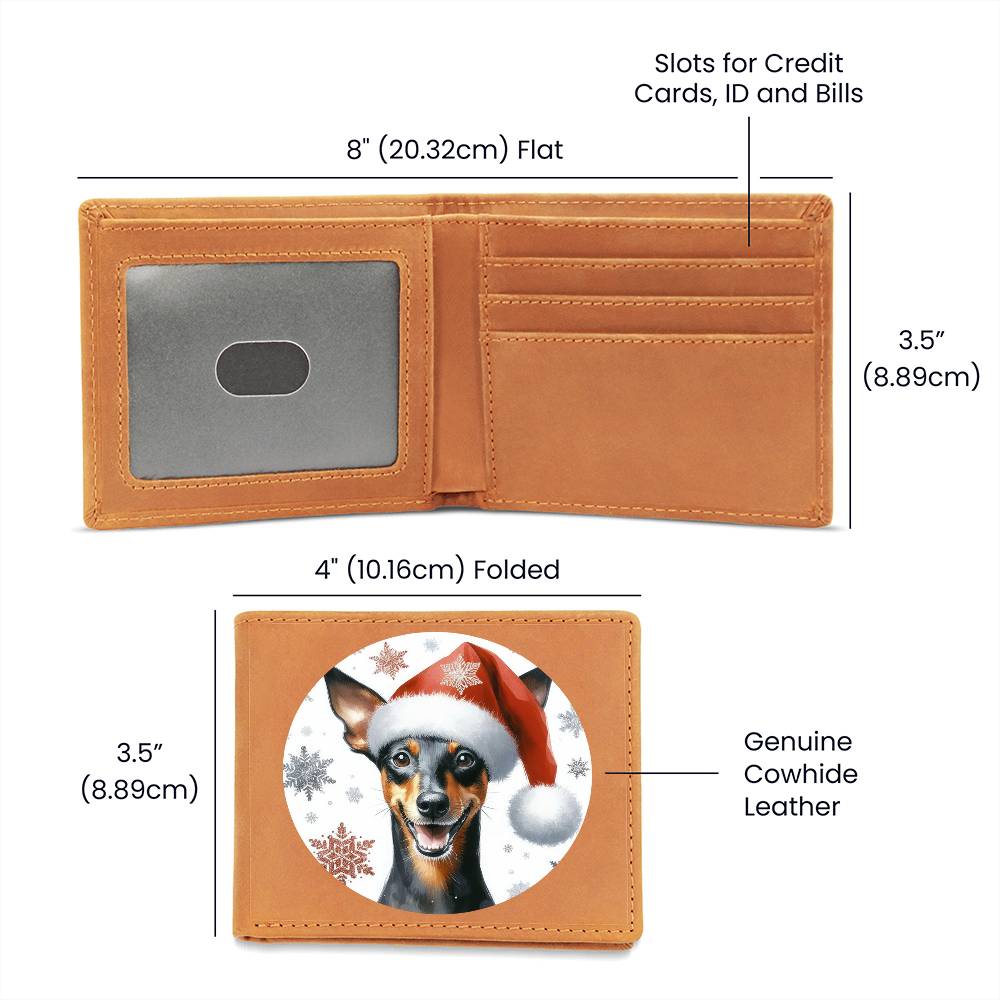 Christmas Dog - Manchester Terrier - Leather Wallet