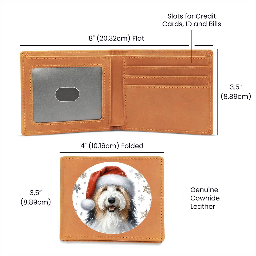 Christmas Dog - Old English Sheepdog - Leather Wallet