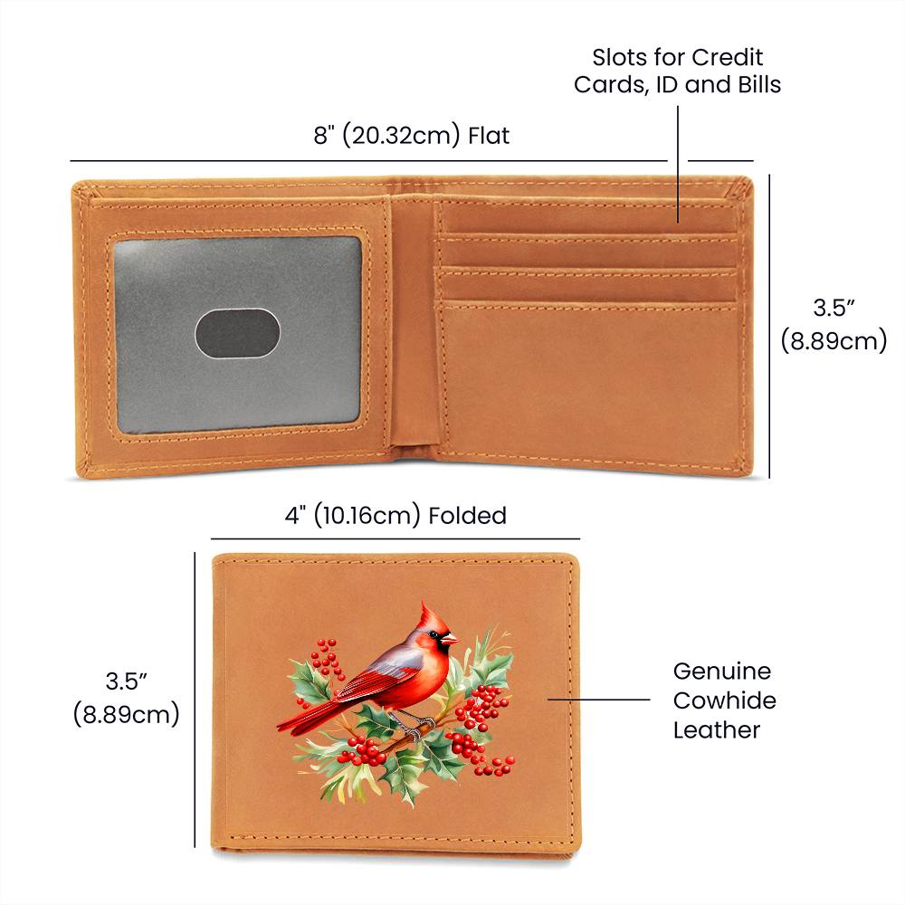 Christmas Cardinal 001 - Leather Wallet