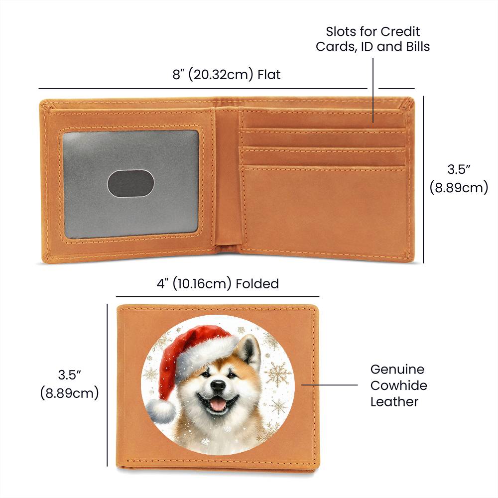 Christmas Dog - Akita - Leather Wallet