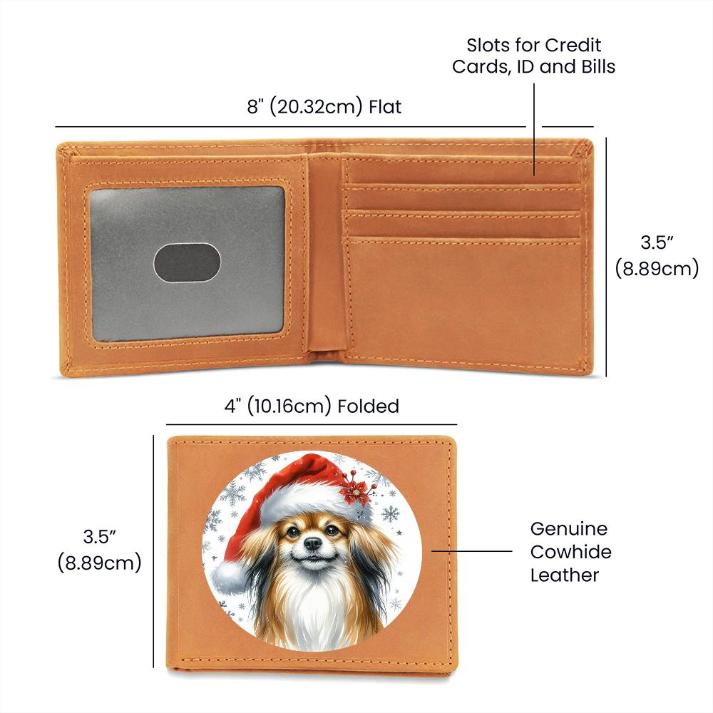 Christmas Dog - Tibetan Spaniel - Leather Wallet