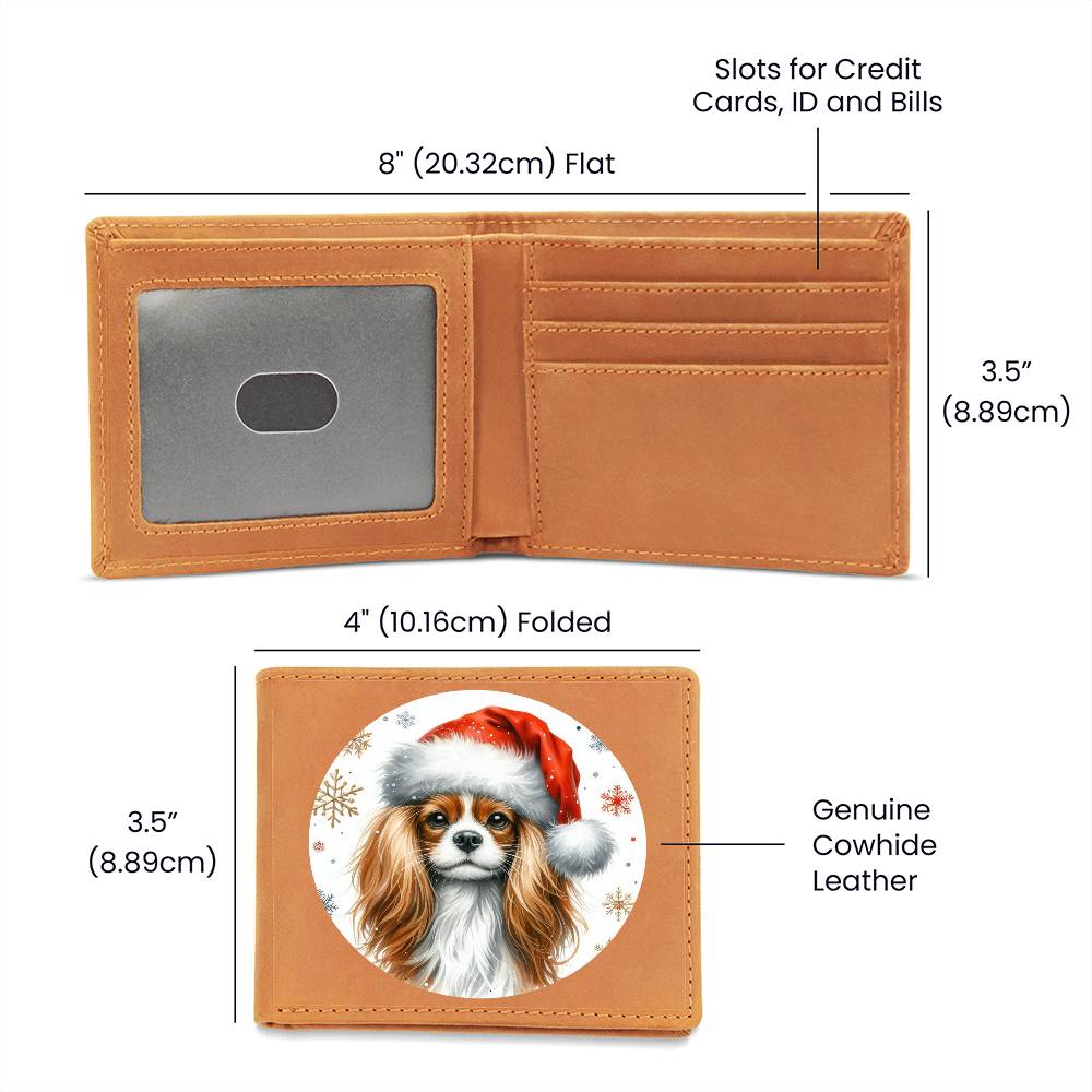 Christmas Dog - English Toy Spaniel - Leather Wallet