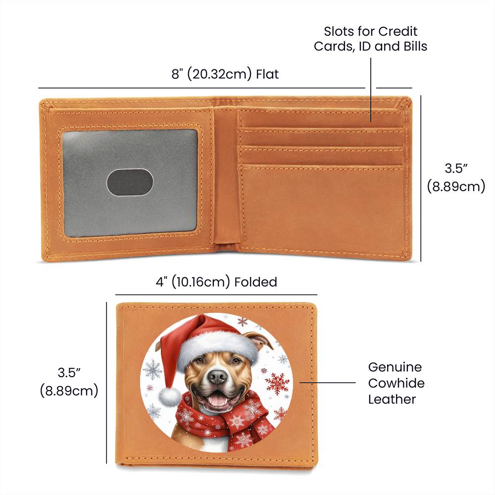 Christmas Dog - American Pit Bull Terrier - Leather Wallet