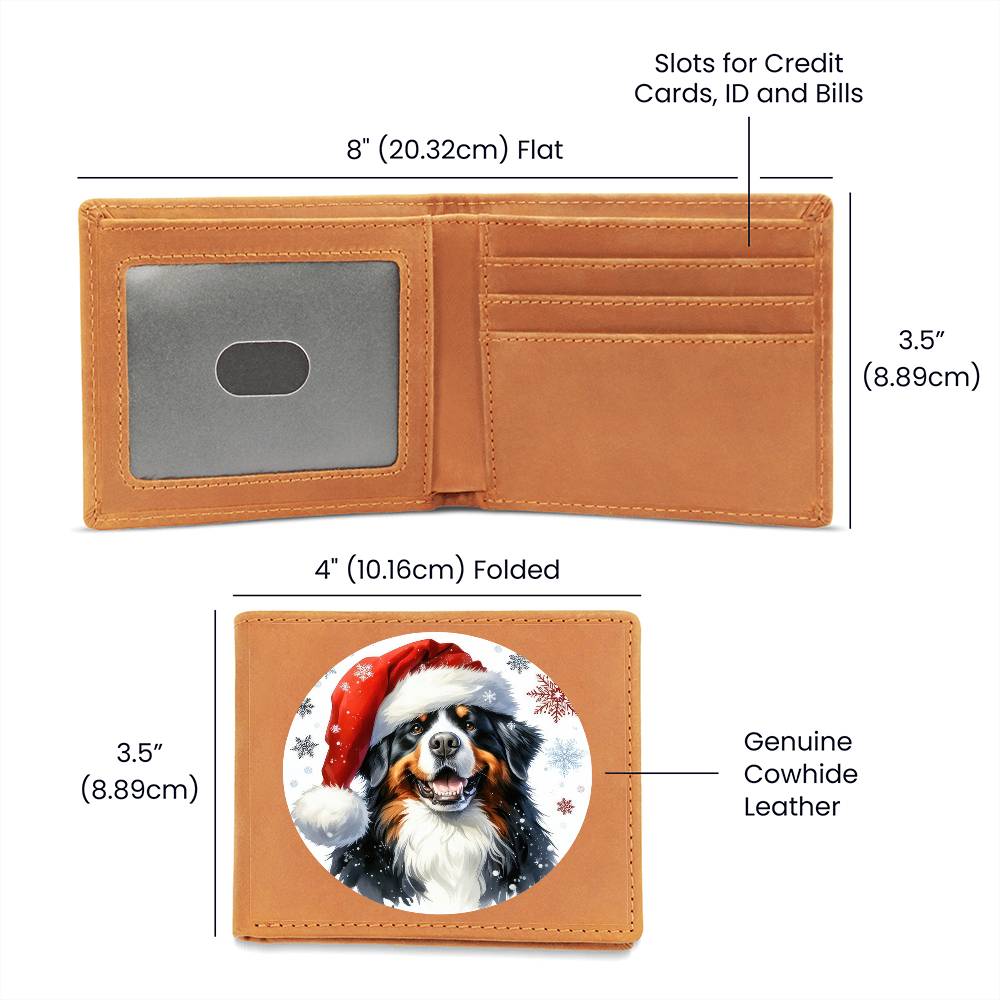 Christmas Dog - Bernese Mountain Dog - Leather Wallet