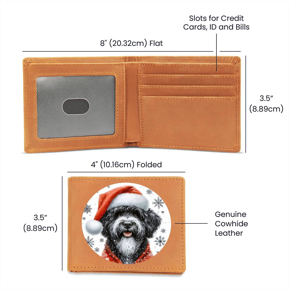 Christmas Dog - Portuguese Water - Leather Wallet