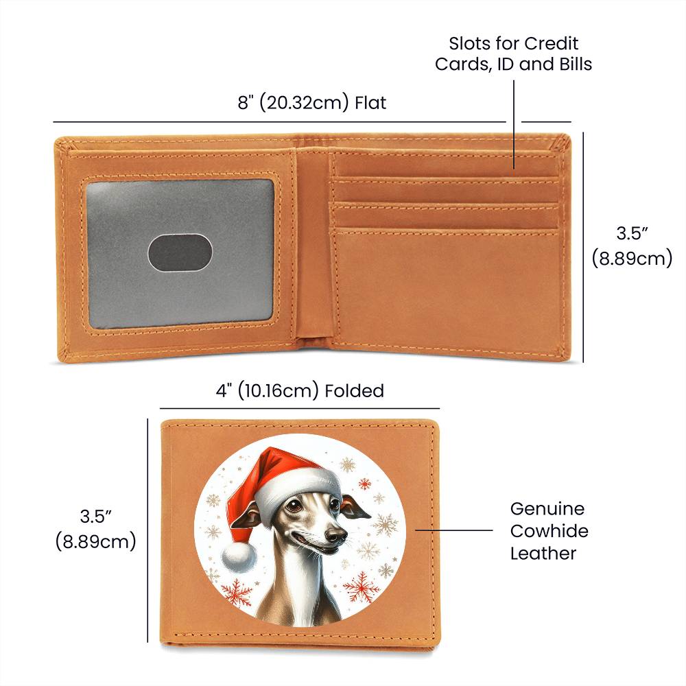 Christmas Dog - Italian Greyhound - Leather Wallet