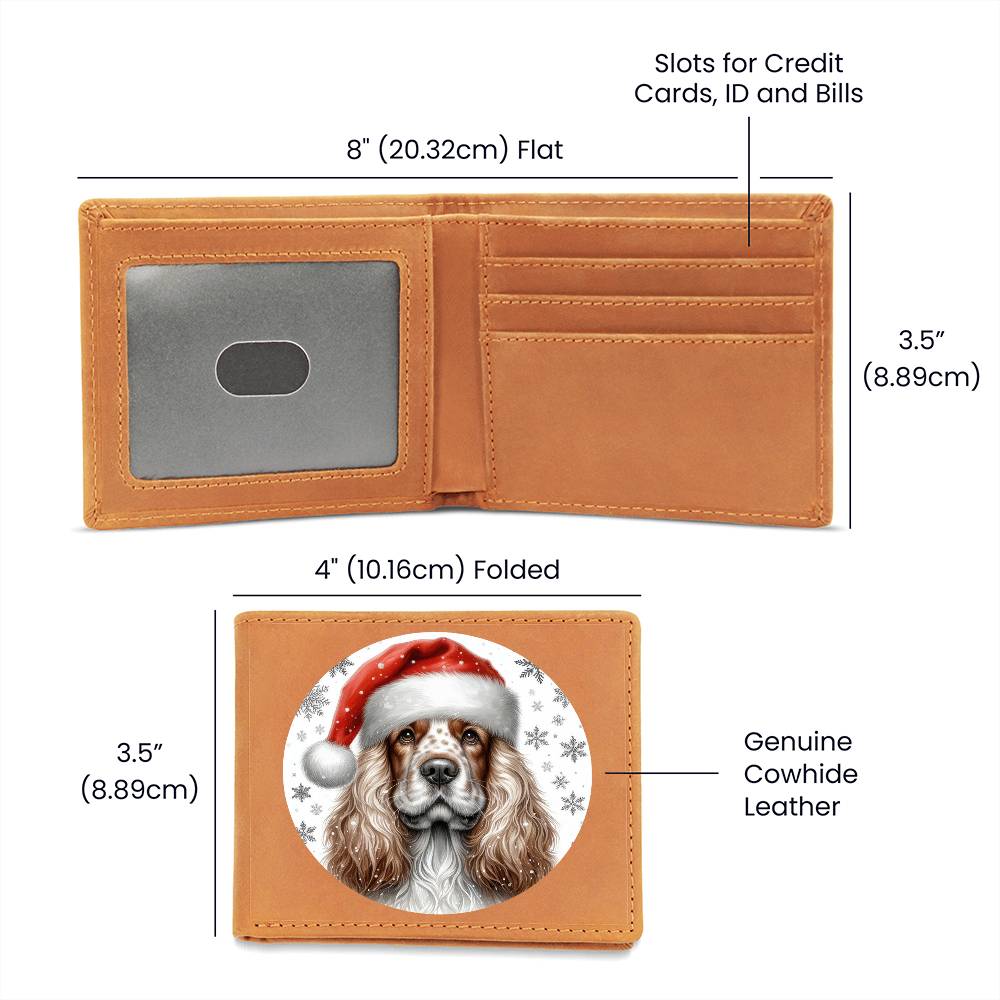 Christmas Dog - Clumber Spaniel - Leather Wallet