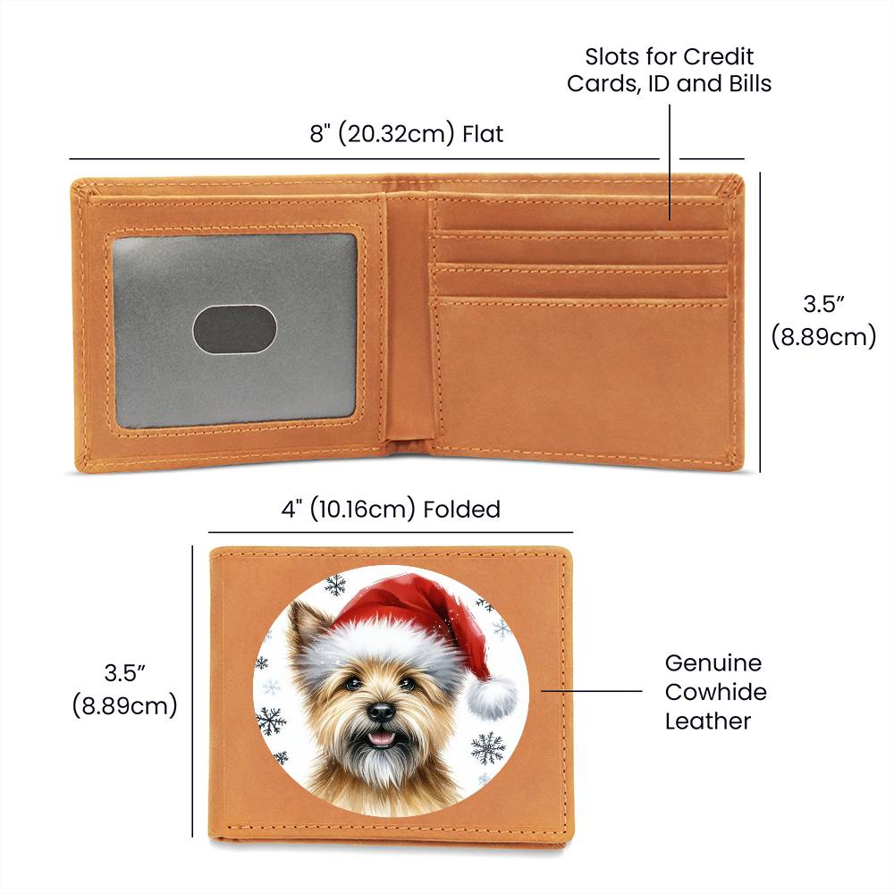 Christmas Dog - Norwich Terrier - Leather Wallet