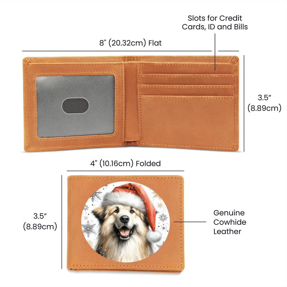 Christmas Dog - Pyrenean Shepherd - Leather Wallet