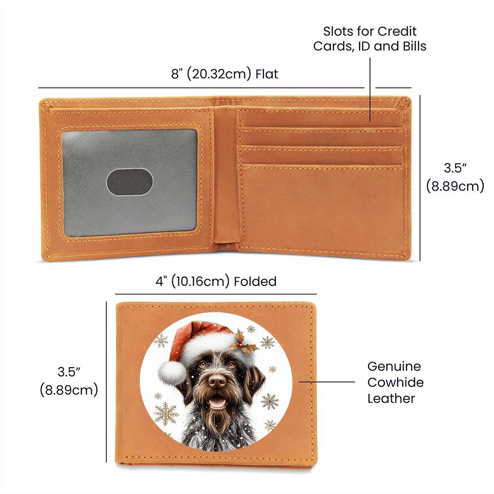 Christmas Dog - German Wirehaired Pointer - Leather Wallet