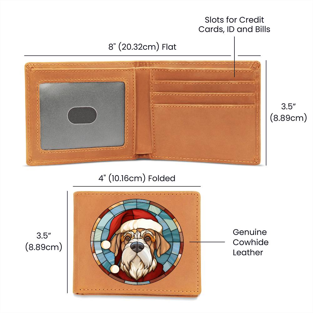 Dog Stained Glass Christmas Design 006 - Leather Wallet