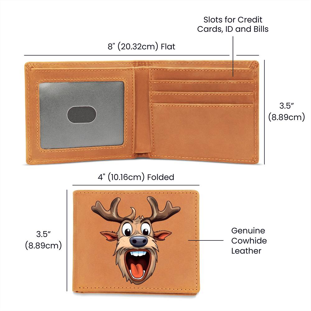 Funny Reindeer Face 06 - Leather Wallet