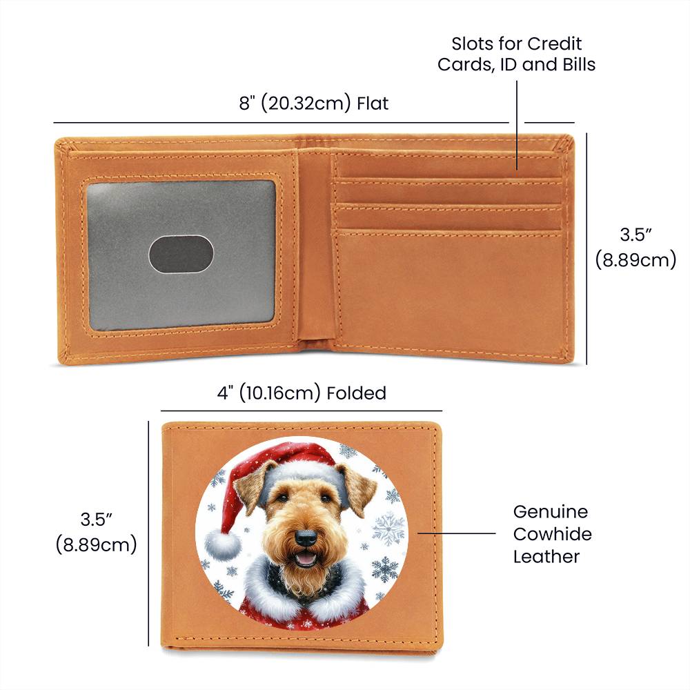 Christmas Dog - Airedale Terrier - Leather Wallet