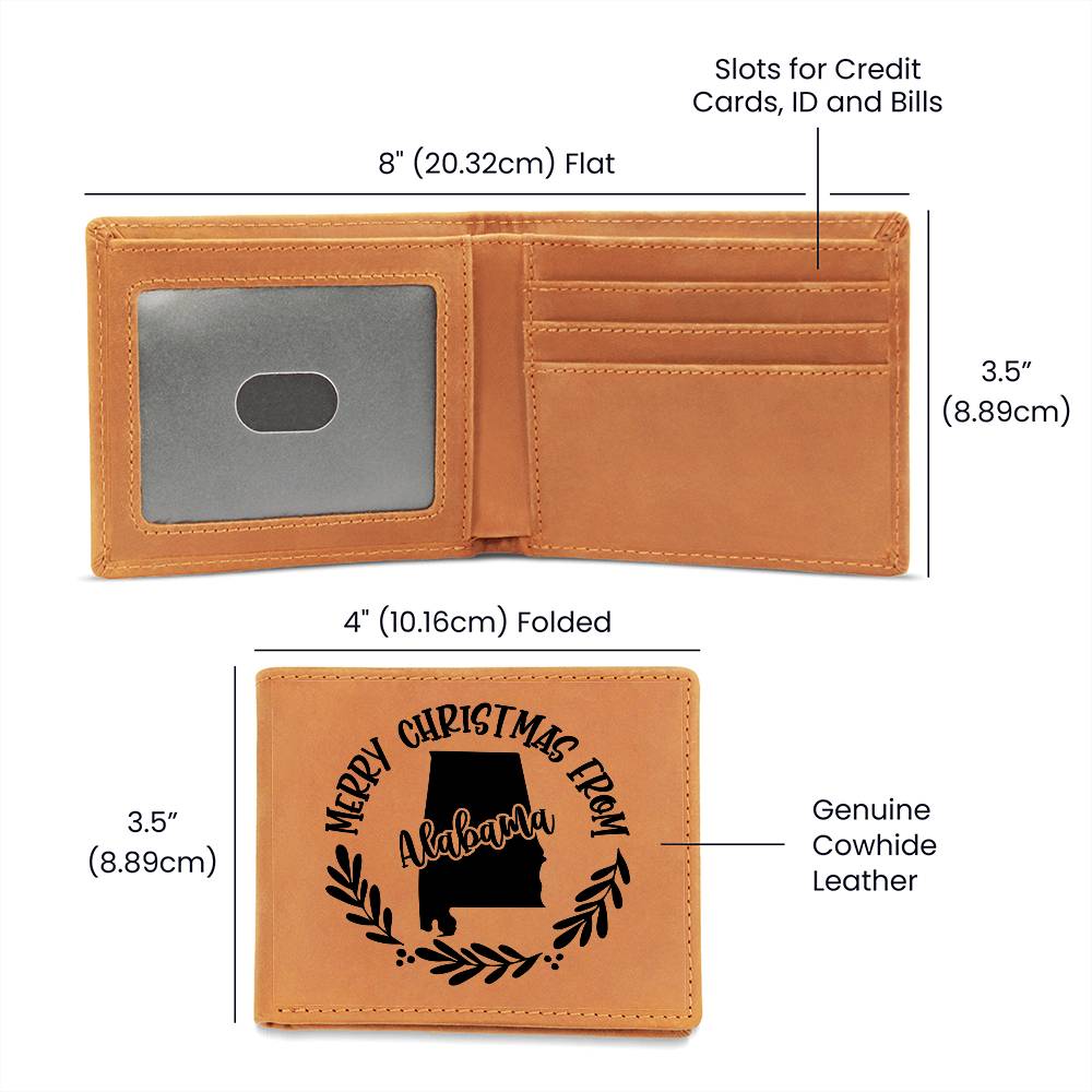 Merry Christmas From Alabama - Leather Wallet