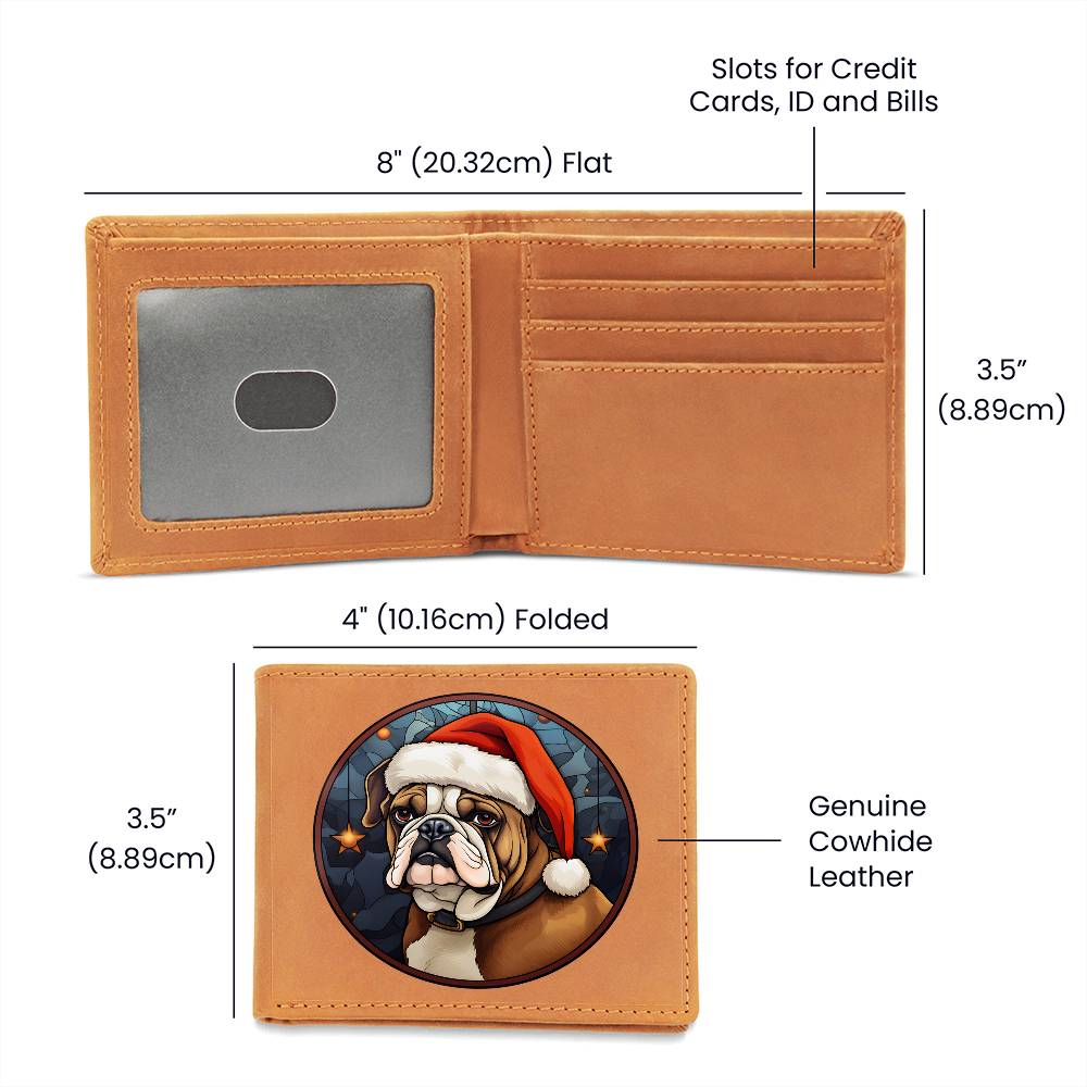 Dog Stained Glass Christmas Design 020 - Leather Wallet