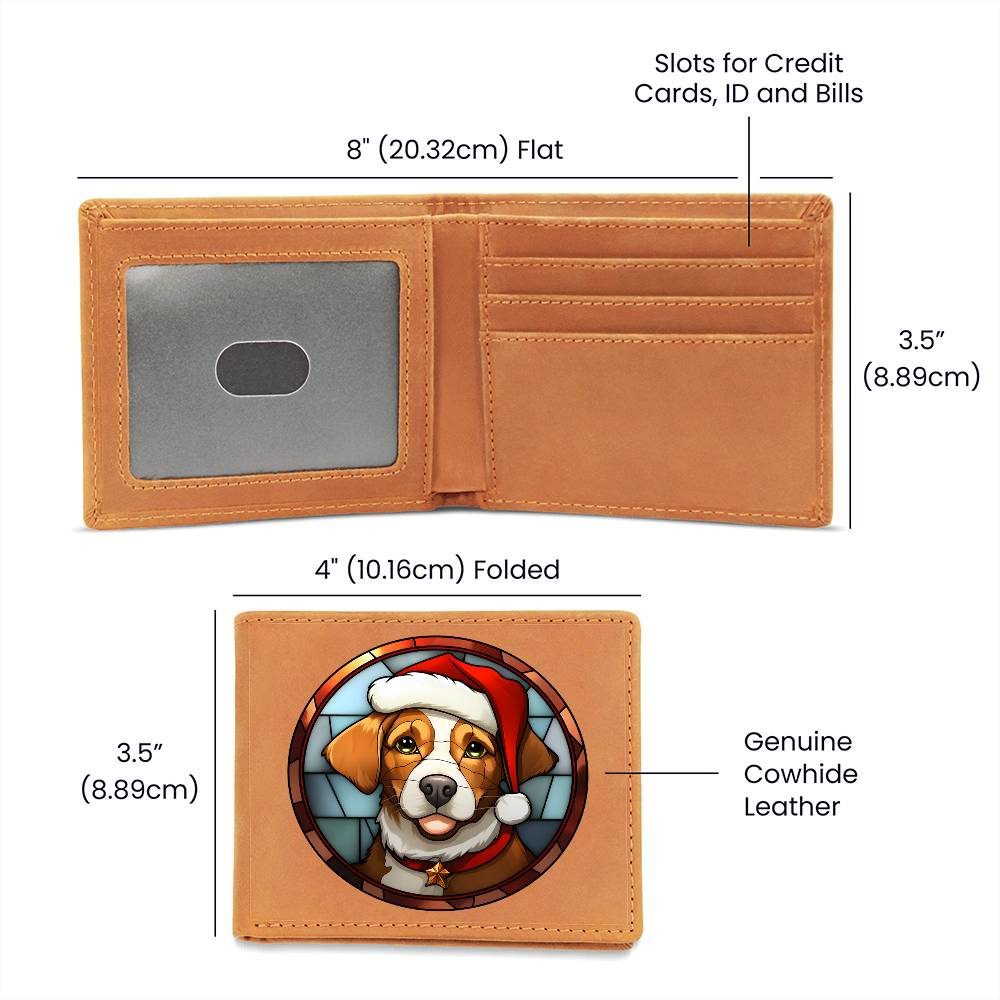Dog Stained Glass Christmas Design 005 - Leather Wallet