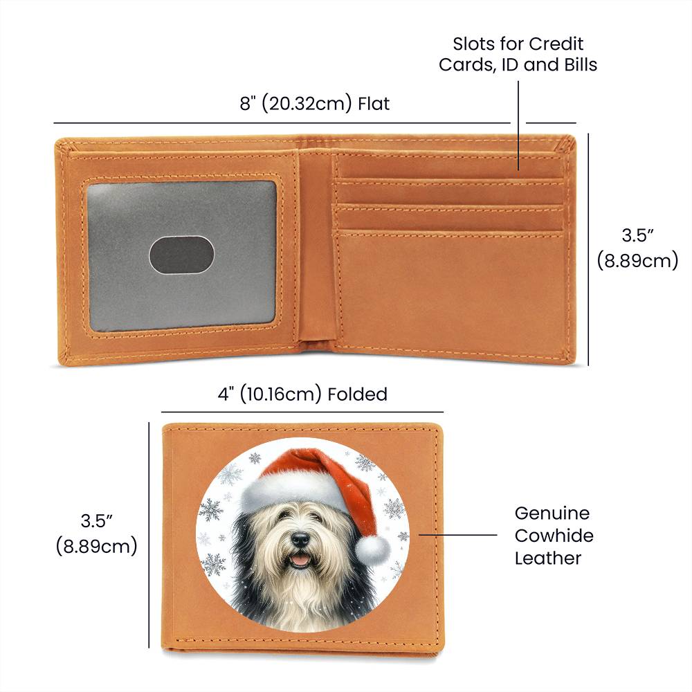 Christmas Dog - Polish Lowland Sheepdog - Leather Wallet