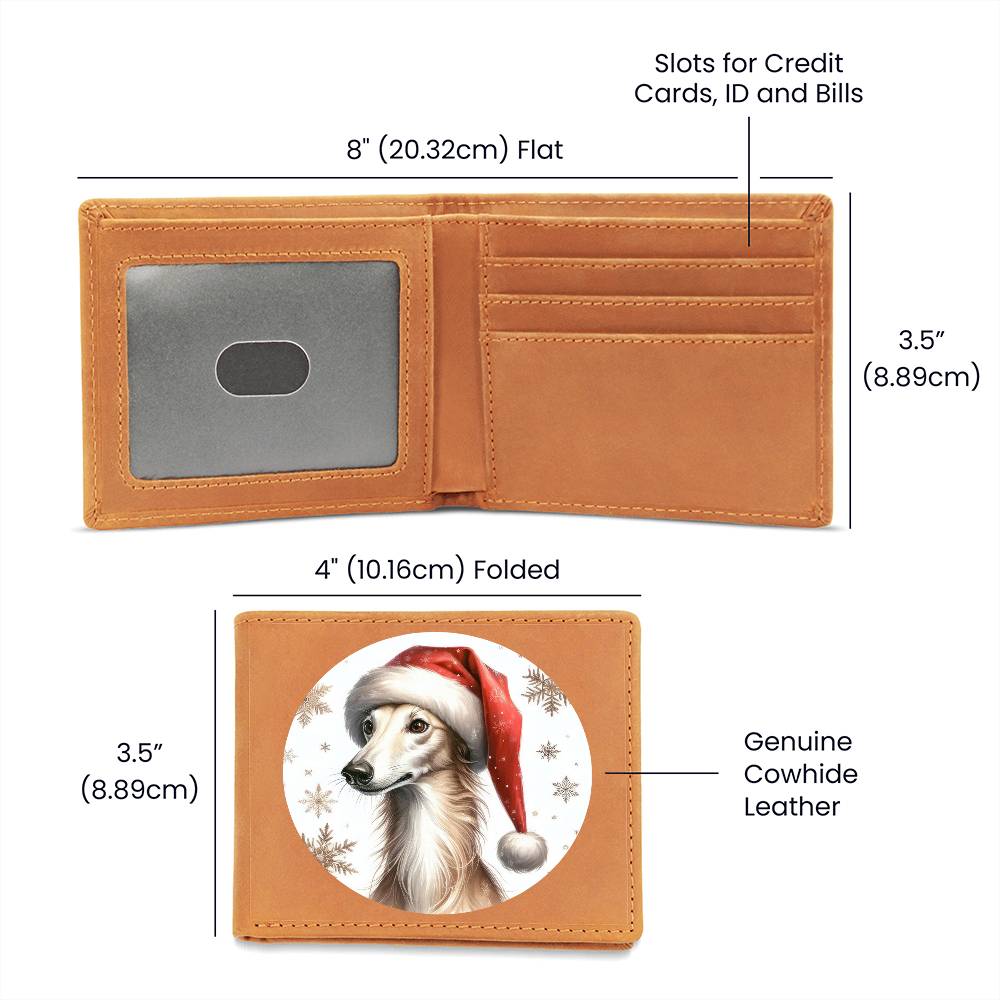 Christmas Dog - Greyhound - Leather Wallet