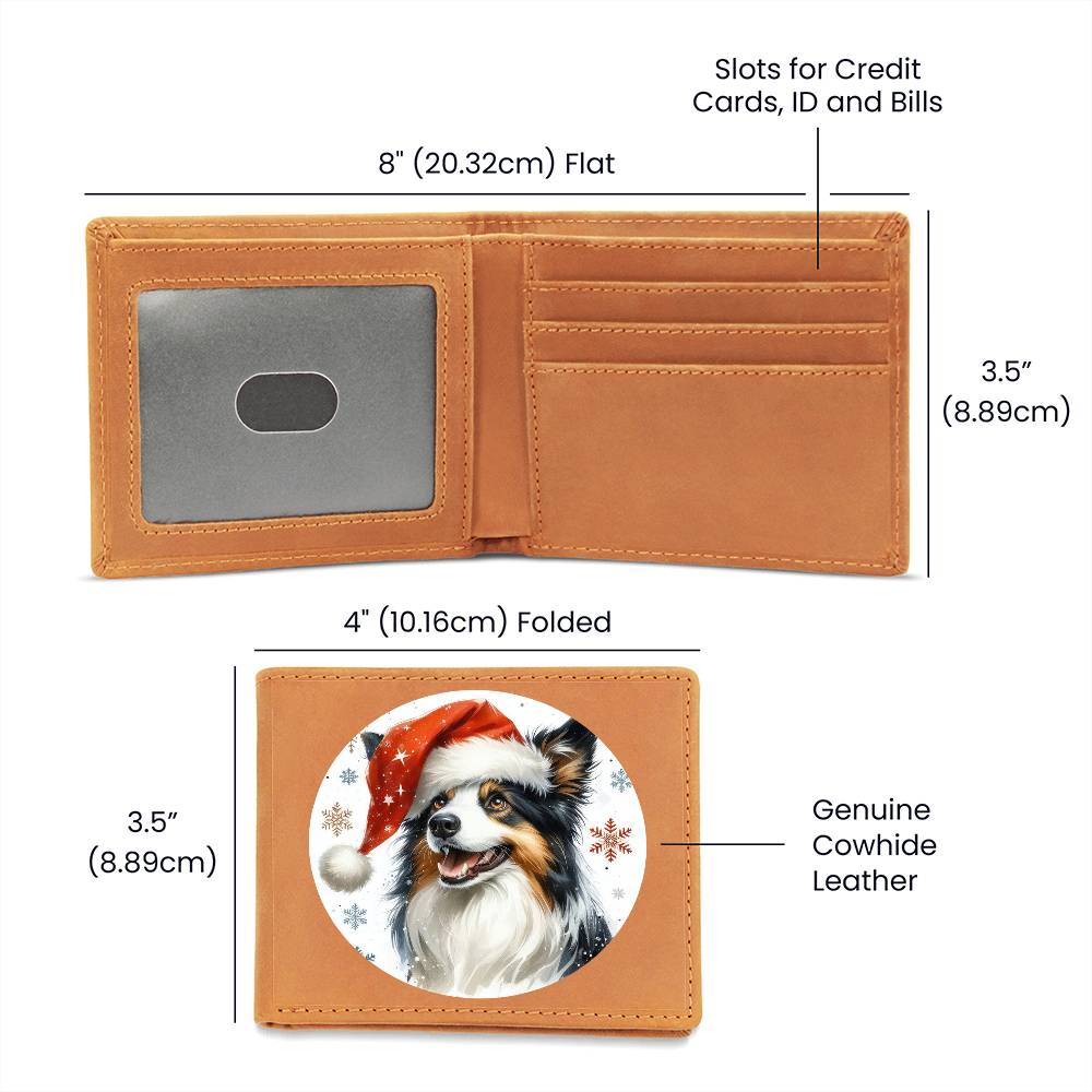 Christmas Dog - Border Collie - Leather Wallet