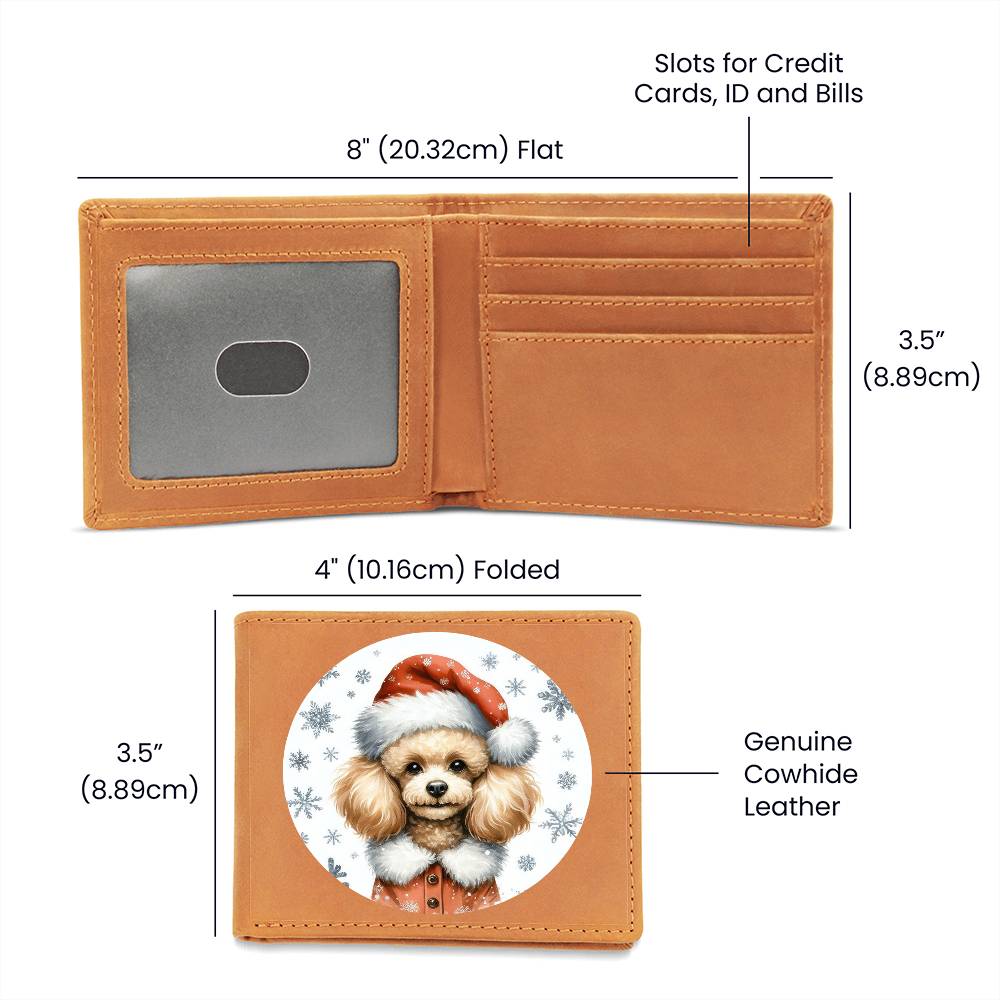 Christmas Dog - Toy Poodle - Leather Wallet