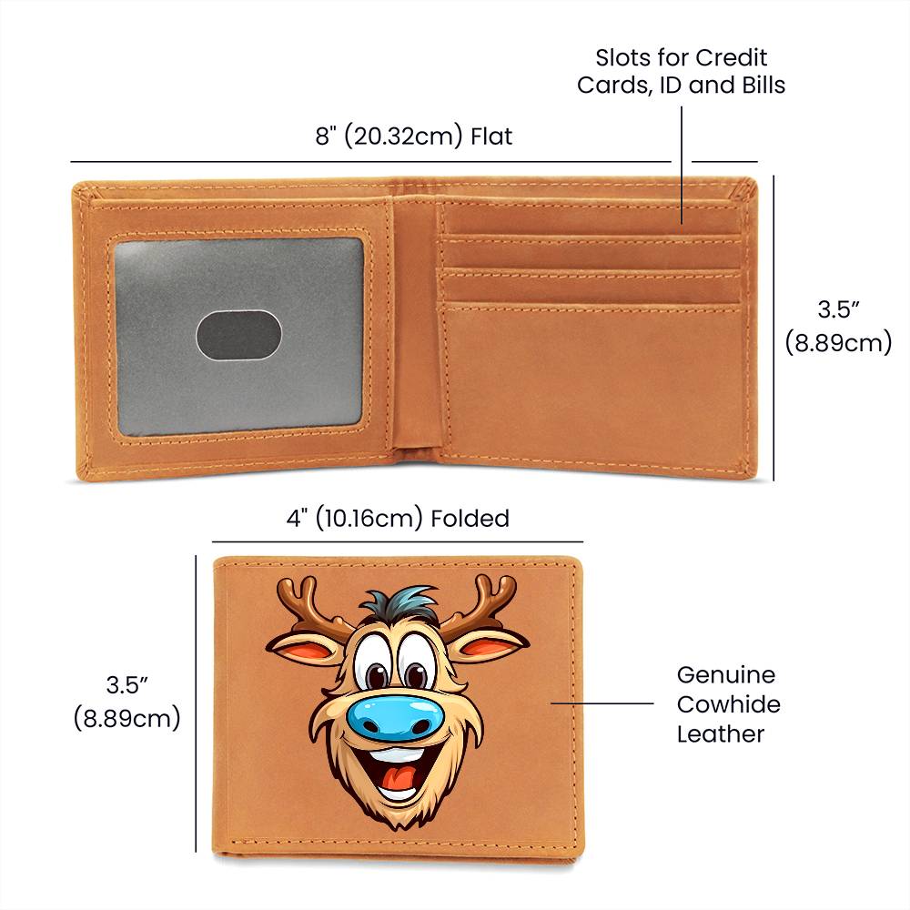 Funny Reindeer Face 14 - Leather Wallet