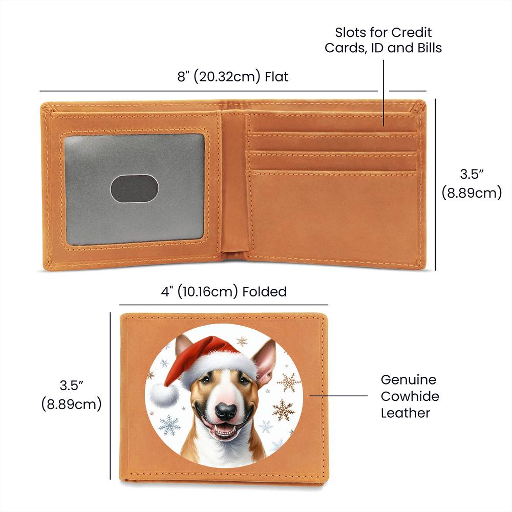 Christmas Dog - Bull Terrier - Leather Wallet