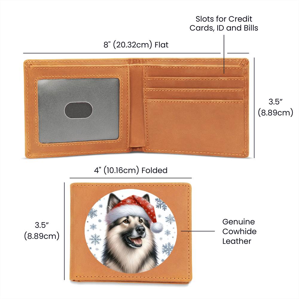 Christmas Dog - Norwegian Elkhound - Leather Wallet